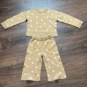 100% Cotton Mustard Yellow and White Polka Dot Matching Set